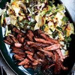 Skirt Steak Fajitas with Grilled Cabbage and Scallions